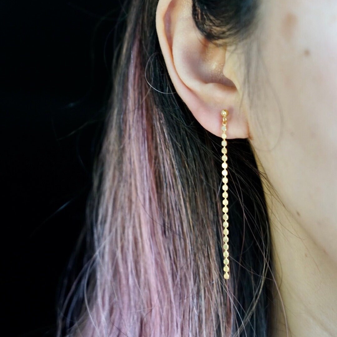 Gold Long Boho Minimalist Clip On Earrings