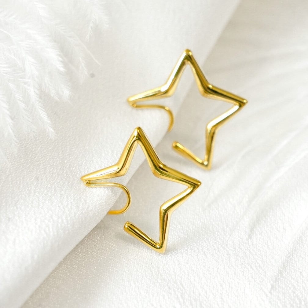 Minimalist Star Clip On Earrings | Sliver Gold