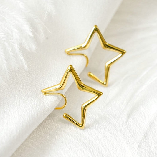 Minimalist Star Clip On Earrings | Sliver Gold